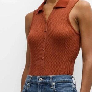NWT! FRAME Rust Mesh Lace Sleeveless Top - XL